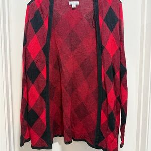Croft & Barrow Red and Black Argyle Cardigan